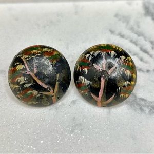 Vintage hand painted stud earrings